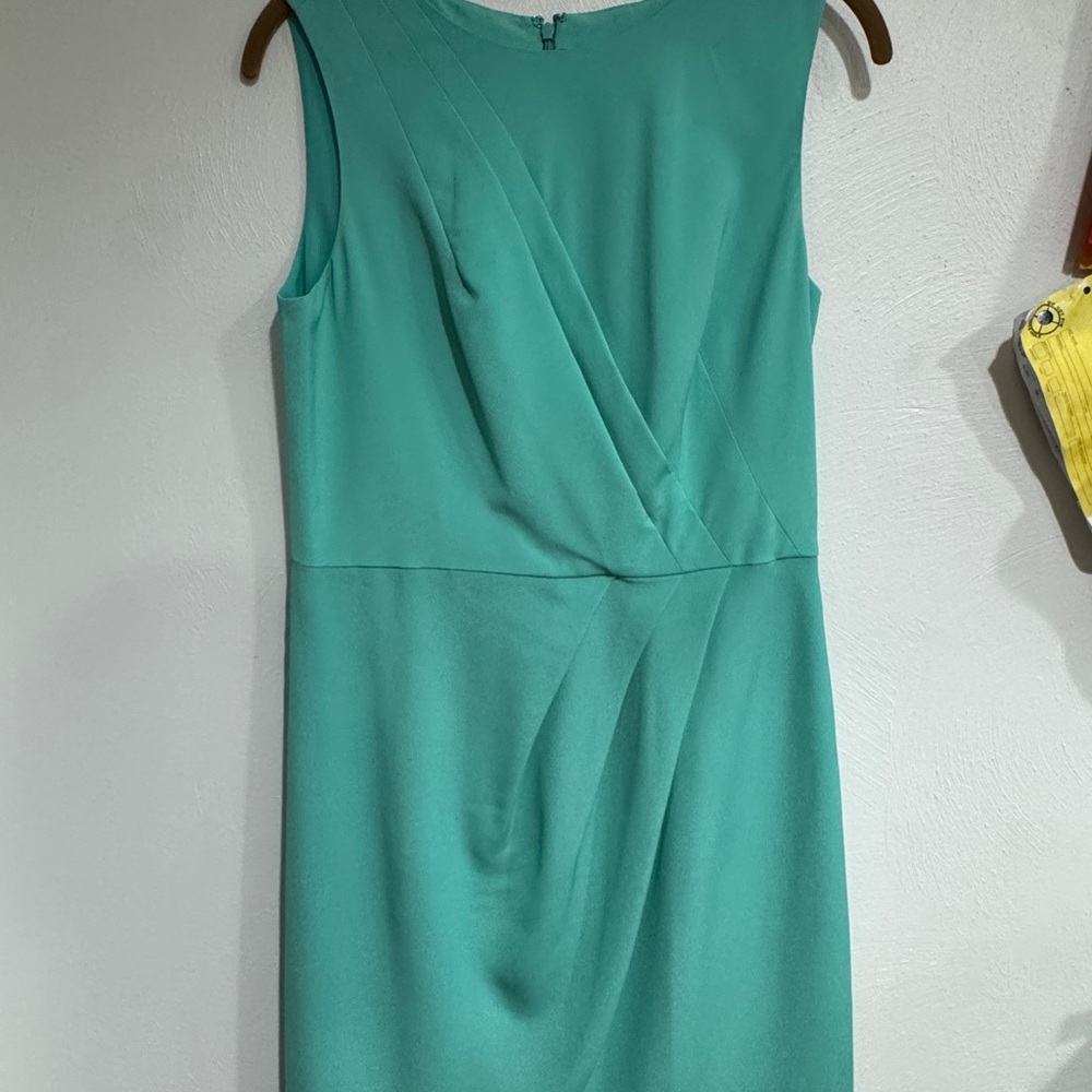 Shoshanna Sleeveless Teal-Green Midi Sheath Dress
